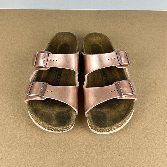 Birkenstock Arizona Two Strap Rose Gold Patent Leather Sandals Kids Size 1 - Picture 2 of 9